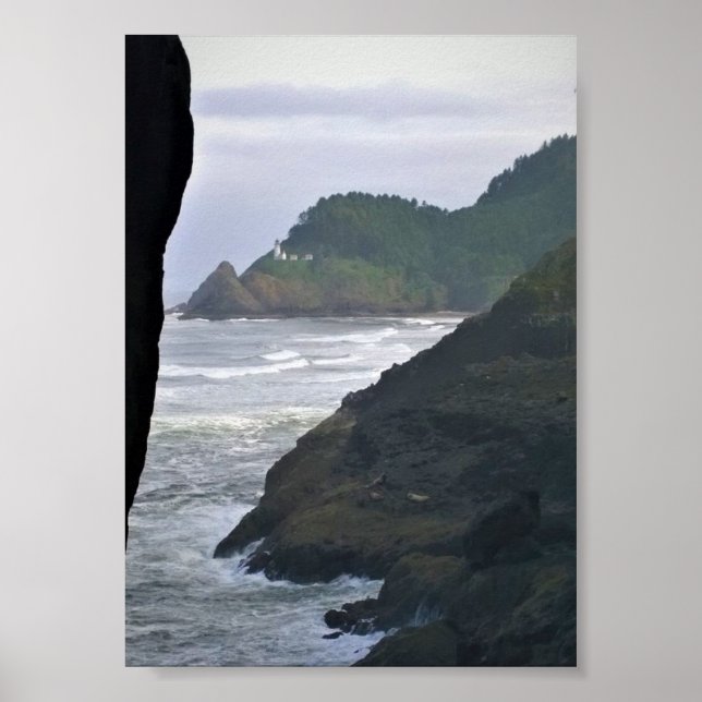 Heceta Head Lighthouse & Sea Lejon, ELLER Poster (Framsidan)