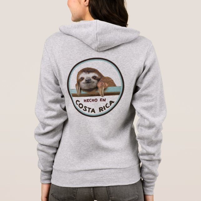 Hecho en Costa Rica Sloth hoodie T Shirt (Baksida)