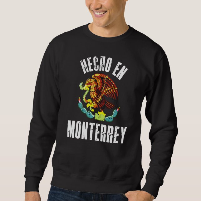 Hecho en Monterrey Mexican Eagle Flagga Cinco de M Lång Ärmad Tröja (Framsida)