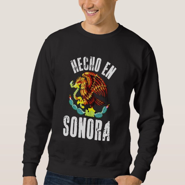 Hecho En Sonora Mexican Eagle Flagga Cinco De Mayo Lång Ärmad Tröja (Framsida)