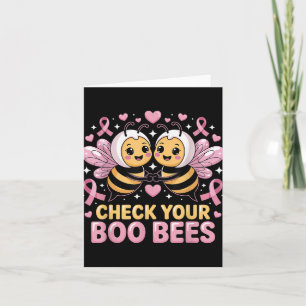 Heck på dina Boo Bees Cute Breast Cancer Awareness Kort