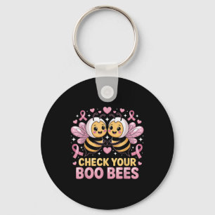 Heck på dina Boo Bees Cute Breast Cancer Awareness Nyckelring