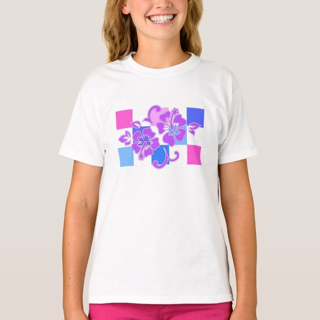 Heckerboard Hibiscus Hawaiian Blommigt T-shirt (Framsida)