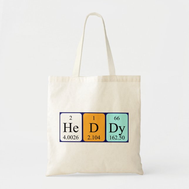 Heddy periodisk bord namn tote bag tygkasse (Framsidan)
