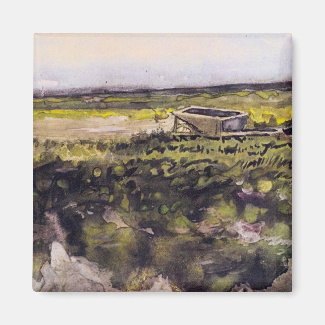 Hede med skottkärra av Vincent van Gogh Magnet (Framsidan)