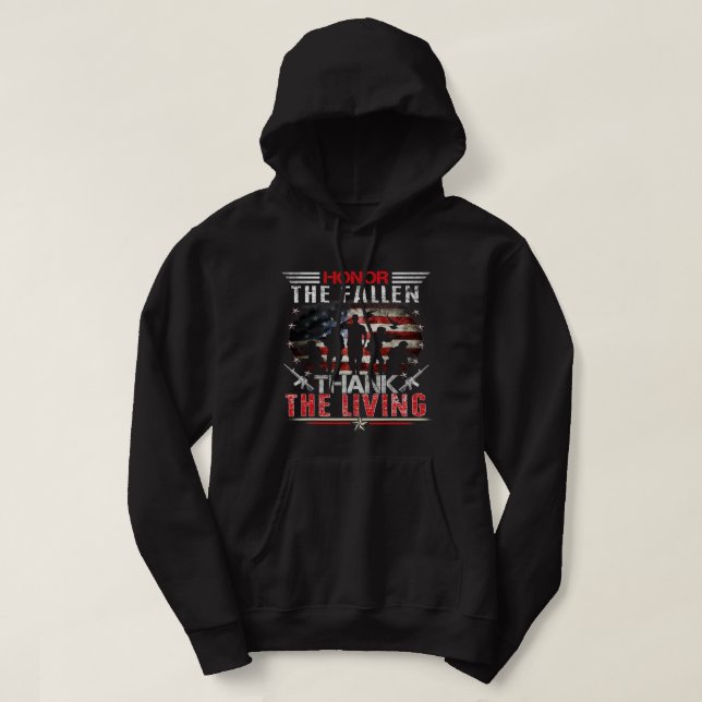Heder åt Fallen Veteran Théred Milität Support Hoodie (Design framsida)