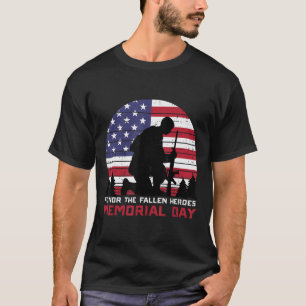 Heder Fallen Heroes Memorial Day US Flagga Manar W T Shirt