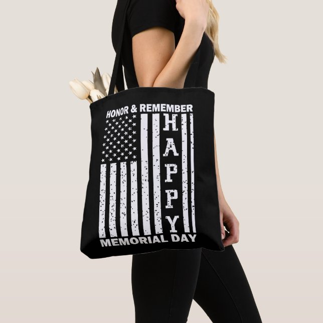 Heder Kom ihåg minnesdagen Lycklig i USA flagga Tygkasse (Närbild)