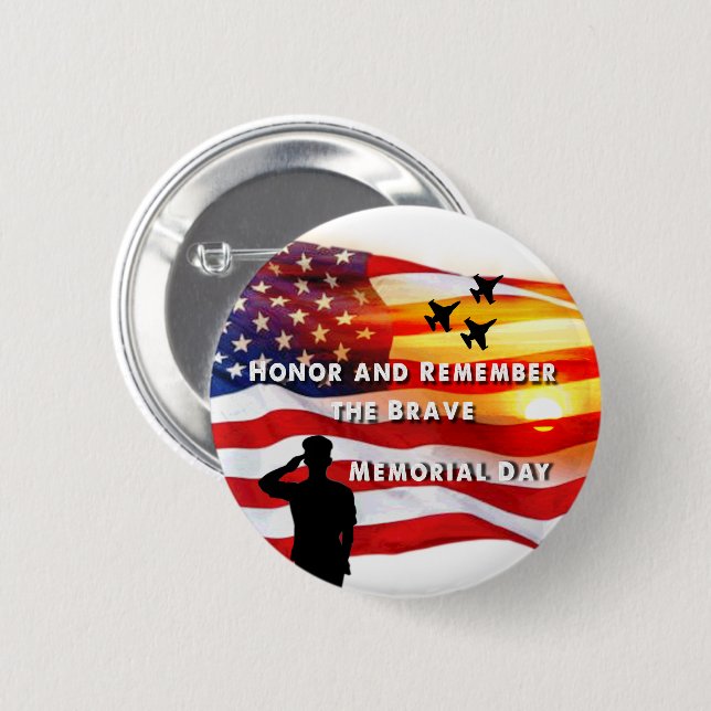 Heder och kom ihåg Modiga Knapp (Framsida & baksida)