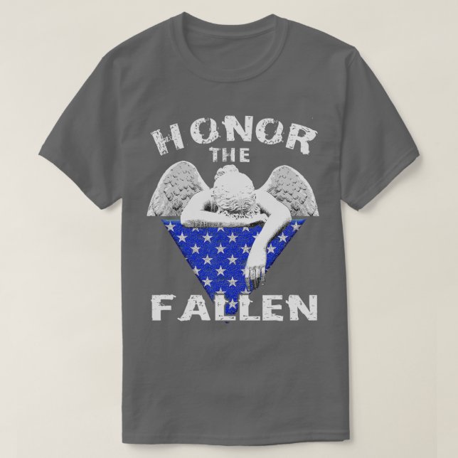 Heder på Fallen Angel och Flagga Memorial Da T Shirt (Design framsida)