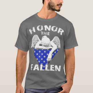 Heder på Fallen Angel och Flagga Memorial Da T Shirt