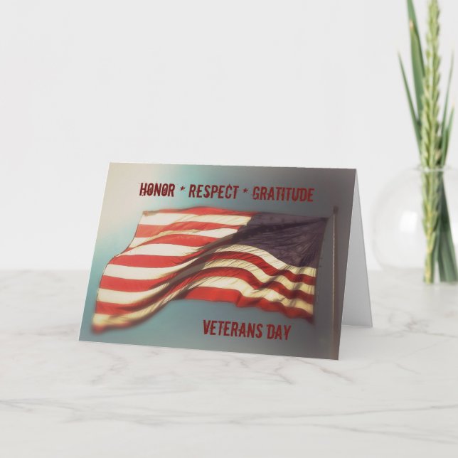 Heder Respect Gratitude - Tack Veterans Card Kort (Framsida)