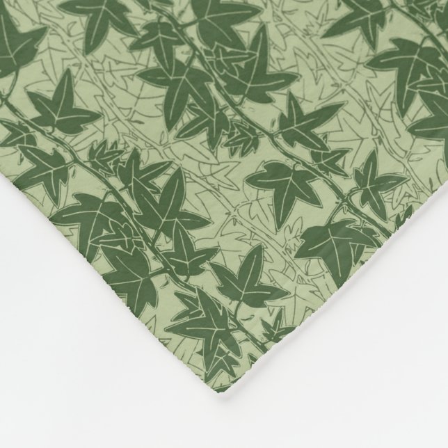 Hedera Ivy Vines - botanisk grönt D_L mönster. Fleecefilt (Hörn)