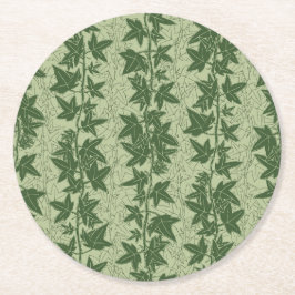 Hedera Ivy Vines - botanisk grönt D_L mönster. Underlägg Papper Rund