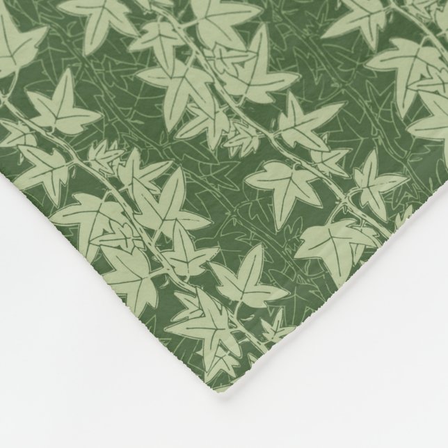 Hedera Ivy Vines - botanisk grönt L_D mönster. Fleecefilt (Hörn)