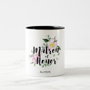 Hedersbrud Pink Floral Akvarell Bröllop Två-Tonad Mugg