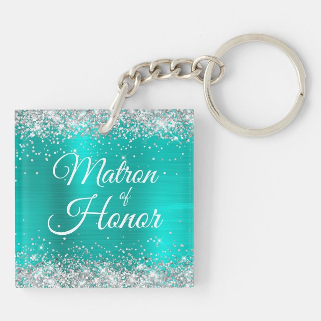 Hedersbrud Silver Glitter Turkos Folie (Baksidan)
