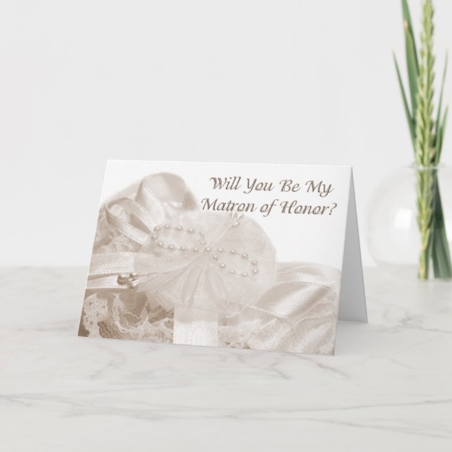 Hedersbrudmorsförfrågan Sepia Spets Inbjudan (Framsida)