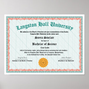 Hederscollege eller universitetsdiplomreplik poster