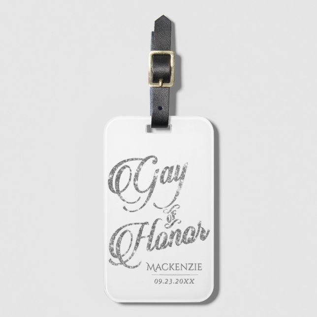 Hedersgåva | Anpassningsbar Keepsaké Silver Bruden Bagagebricka (Framsida vertikal)