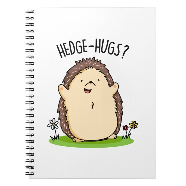 Hedge Hugs Funny Hedgehog Pun Anteckningsbok (Framsidan)