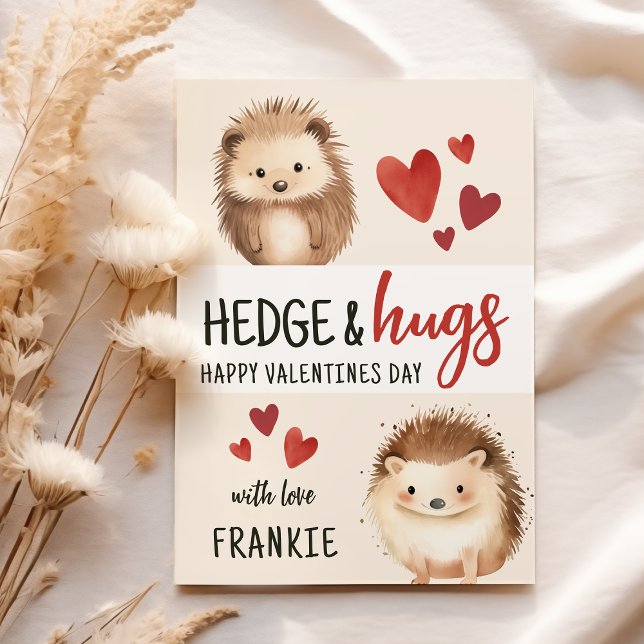 Hedge & Hugs Igelkott | Alla hjärtans dag klassrum Julkort (Skapare uppladdad)