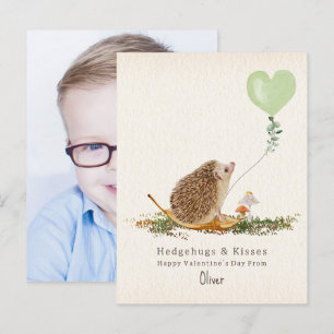 Hedge Hugs & Kisses Classroom Valentine Photo Vykort