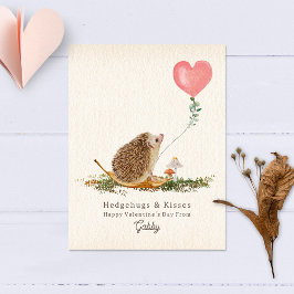 Hedge Hugs & Kisses Hedgehog Classroom Valentine Vykort
