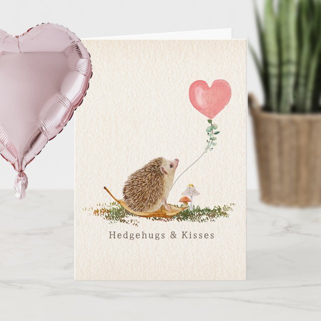 Hedge Hugs & Kisses Hedgehog Mushroom Valentine Kort (Skapare uppladdad)