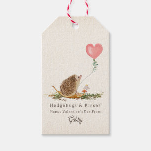Hedge Hugs & Kisses Hedgehog Mushroom Valentine Presentetikett