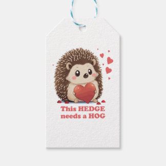 Hedge Needs Hog Cute Hedgehog Valentines day Cotta Presentetikett