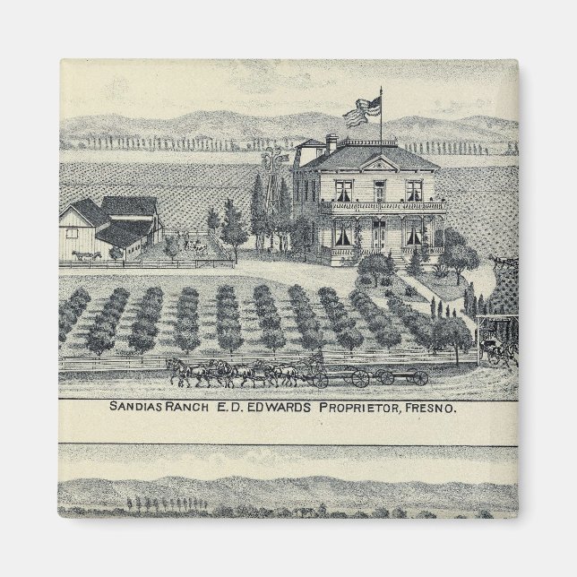 Hedge Row Vineyard, Fresno Magnet (Framsidan)