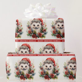 Hedgehog Add Child's Namn Cute Julgåva Presentpapper