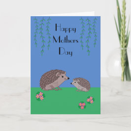 Hedgehog and child Mors dag Card Kort