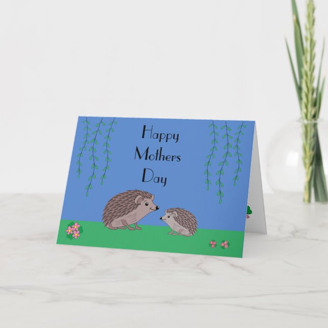 Hedgehog and child Mors dag Card Kort (Framsida)