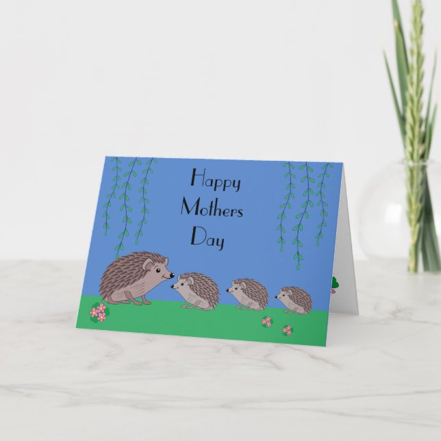 Hedgehog and child Mors dag Card Kort (Framsida)
