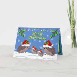 Hedgehog and children Christmas Card Kort