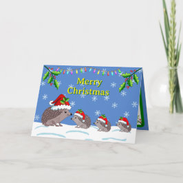 Hedgehog and children Christmas Kort