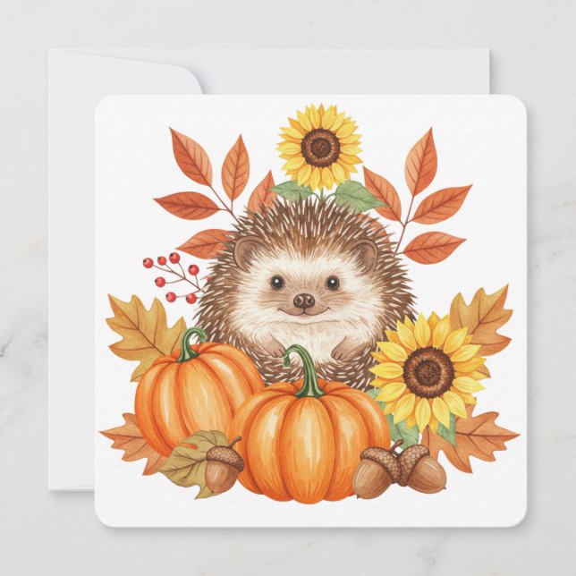 Hedgehog and pumpkin thanksgiving card  kort (Framsida)