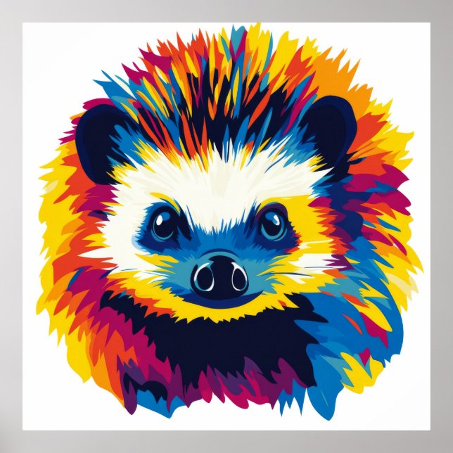 Hedgehog Animal Illustration Watercolor Painting Poster (Framsidan)