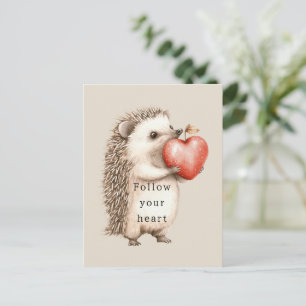 Hedgehog Apple Heart Vykort