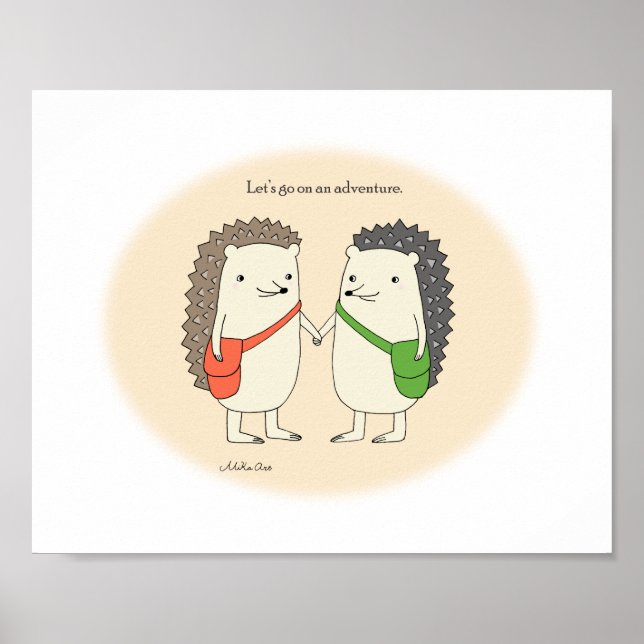 Hedgehog Art Print Cute Hedgehogs Poster Decor (Framsidan)