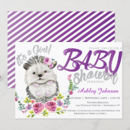 Hedgehog Baby Blommigt Babydusch Inbjudningar