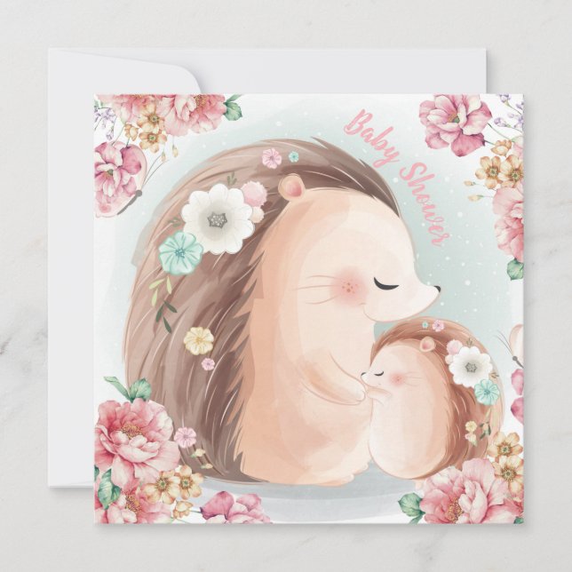 Hedgehog Baby Shower-inbjudan Julkort (Framsida)
