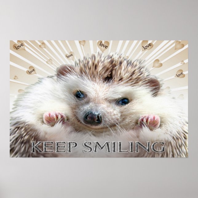 HEDGEHOG BEHÅLLA SMILING POSTER (Framsidan)