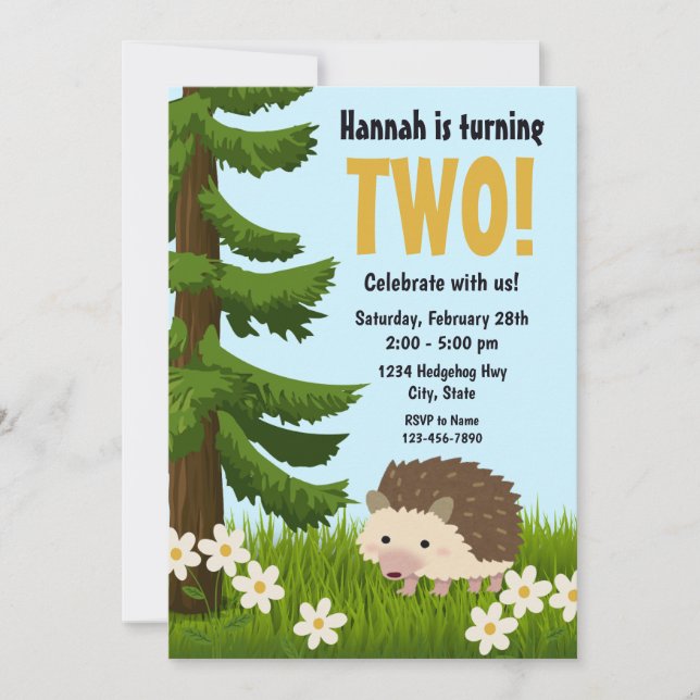Hedgehog Birthday bjudande Inbjudningar (Framsida)