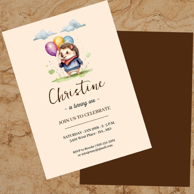 Hedgehog Birthday bjudande Inbjudningar (Skapare uppladdad)