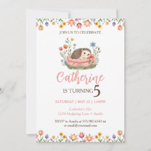 Hedgehog Birthday Cute Animal Invasion Inbjudningar