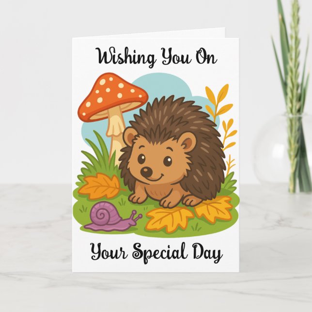 Hedgehog Birthday Greeting Card Kort (Framsida)