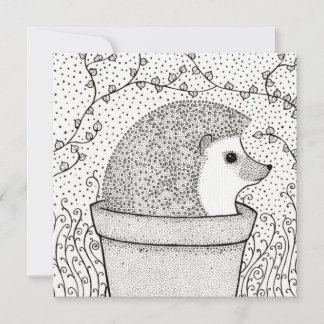 Hedgehog Blank Square Card, vacker, illustrerad